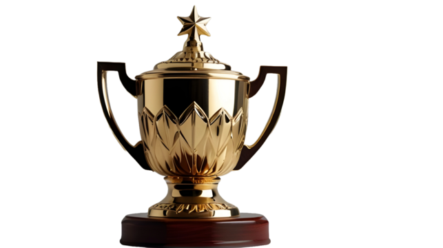 Shiny Trophy Isolated on a Transparent Background for Award Design,vector trophy, trophy clipart, digital award, competition trophy, trophy icon