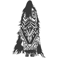 Silhouette native arctic tribe woman black color only