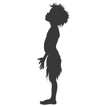 recommend clip art: Silhouette native australian tribe little boy black color only