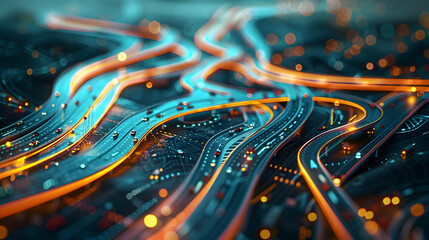 Photo realistic Digital Art: Glossy Innovation Maps in Research Technology Concept on Adobe Stock
