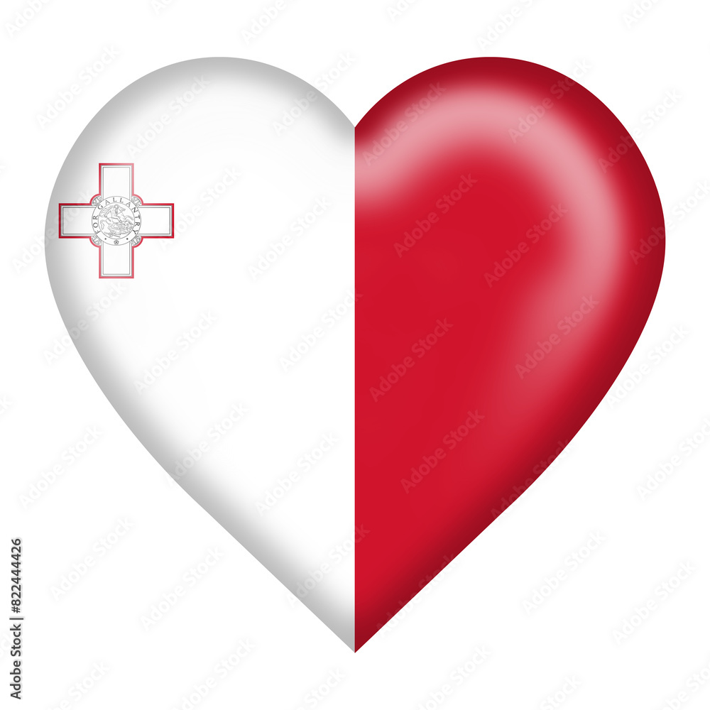 Poster malta flag heart button with clipping path