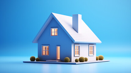 Home isolated on blue background created with Generative AI