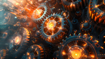 Glossy Innovation Clusters: Digital Art Showcasing Project Technology Grouping and Innovation   Photo Realistic Stock Concept