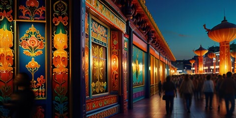 buddhist temple at night