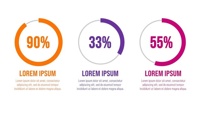 Modern Pie Style Circle Graph Chart With Percentages and Details Infographic
