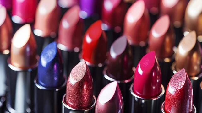 variety of lipsticks in different styles and colors to show the diversity and versatility of the options available. generative ai