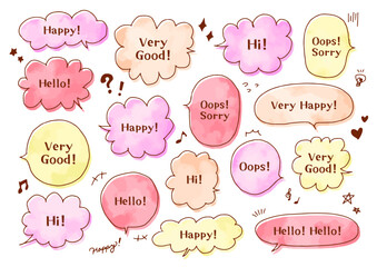 カラフルでポップな手描きの吹き出しセット