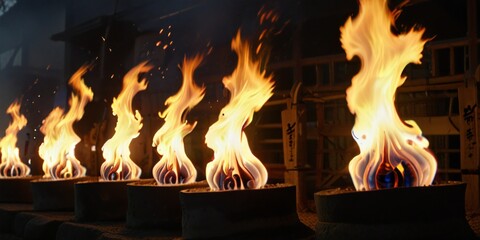 fire in fireplace