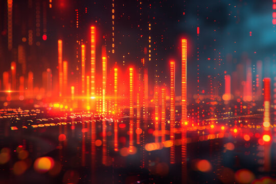 Concept Stock prices, Interest rates, Macroeconomic impact, Scatter plot, 3d render