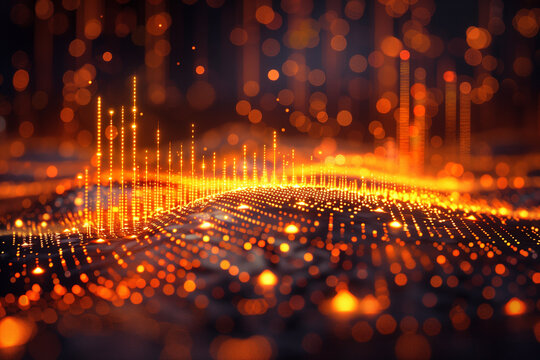 Concept Stock prices, Interest rates, Macroeconomic impact, Scatter plot, 3d render