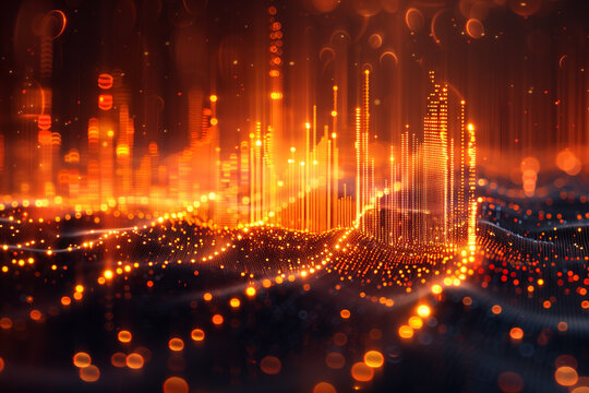 Concept Stock prices, Interest rates, Macroeconomic impact, Scatter plot, 3d render