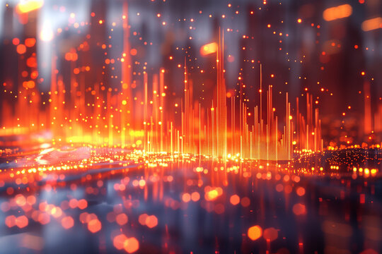 Concept Stock prices, Interest rates, Macroeconomic impact, Scatter plot, 3d render