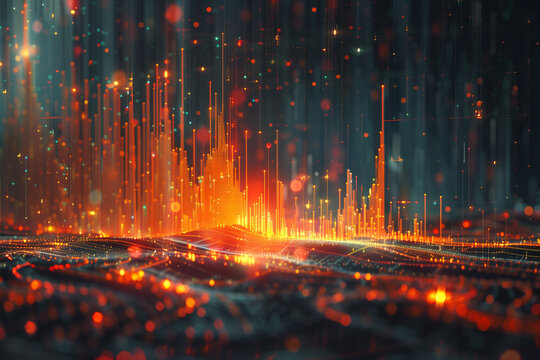Concept Stock prices, Interest rates, Macroeconomic impact, Scatter plot, 3d render