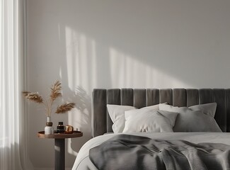 Modern bedroom interior with a bed