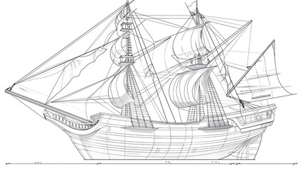 ship, transportation, drawing, boat, graphic, outline, vessel, vignetting, illustration, ocean, vector, water, sea, marin, military, nautical, pirate, transport, war, cruise, sailboat, isolated, vinta