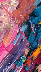 Vibrant Abstract Acrylic Painting with Dynamic Fluid Textures and Contrasting Colors
