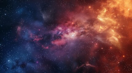 Fototapeta premium Fiery Cosmic Nebula with Star Clusters.
