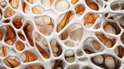 A macro shot of an organic, nature-inspired abstract pattern with intricate details and earthy tones, emerging from a pristine white background.