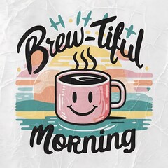 Brew-tiful Morning tshirt design with cliparts