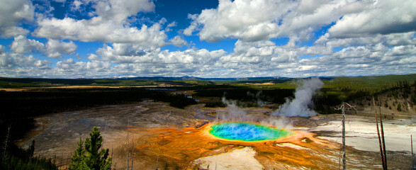Grand Prismatic Pool at Yellowstone National Park Natural Hot Spring Colorful