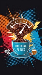 Caffeine Fueled tshirt design with cliparts