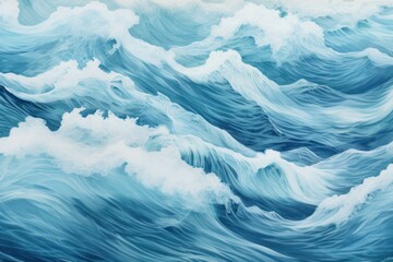 Tranquil and serene digital painting of ocean waves with calming blue water, sea foam, and maritime beauty, perfect for coastal decor and soothing nature-themed wallpapers