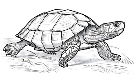 Fototapeta premium turtle, outline, reptile, underwater, wildlife, drawing, illustration, isolated, ocean, tortoise, animal, vector, sea, aquatic, graphic, shell, art, cartoon, white, wild, black, cute, design, nature, 