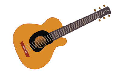 Fototapeta premium Acoustic wooden guitar with six strings