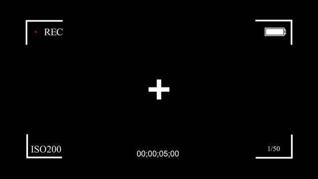 illustrated frame of a video camera screen in 4k resolution on a black background.