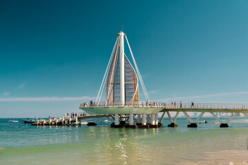 Fototapeta premium Scenic Views of Puerto Vallarta Pier in the Romantic Zone