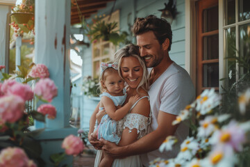 Fototapeta premium Happy Family on the Porch