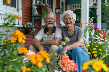 Senior Couple Enjoying Time Together on Home Porch