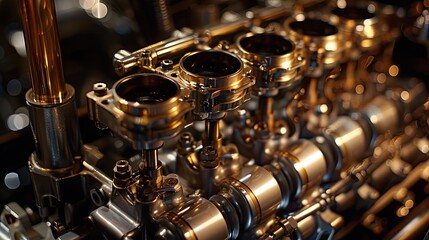 The engine's piston rhythmically moves up and down inside the cylinder, fueled by oil, ensuring the...
