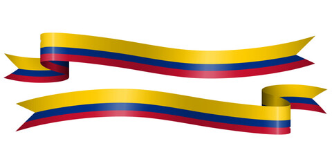 Set of flag ribbon with colors of Colombia for independence day celebration decoration