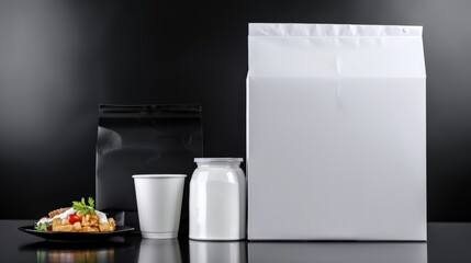 A white box with a white lid and a white container with a lid sits on a table