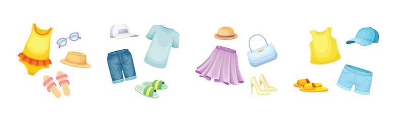 Clothing for Different Season as Wear and Garment Vector Set