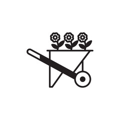 Wheel barrow icon design with white background stock illustration