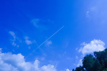 Blue Sky with Airplane Contrail