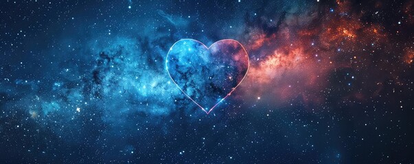 Obraz premium Heart constellation in a starry space background, dark with twinkling stars, central perspective, cosmic illustration