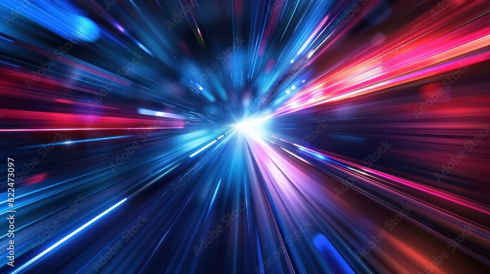 Poster futuristic speed motion with blue and red rays of light abstract background
