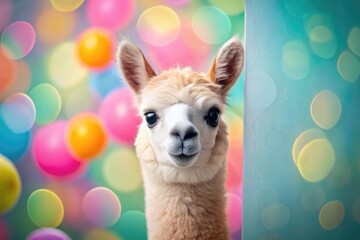 Obraz premium Adorable Alpaca with Colorful Background