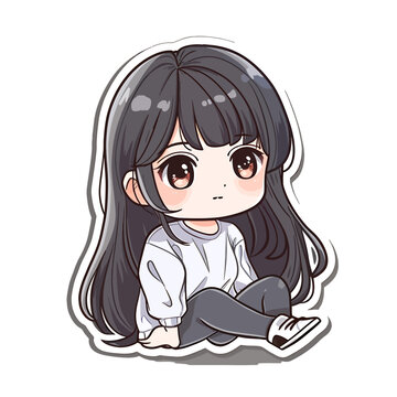 illustration vector of cute chiby anime character sticker,perfect for profile photo,social media post, and stickers