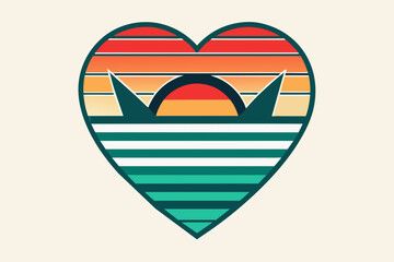 retro striped sunset prints vector illustration