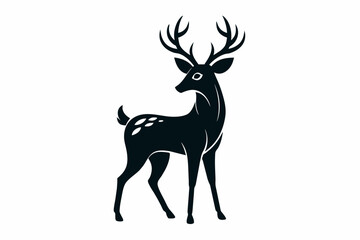A deer silhouette black vector artwork illustration 