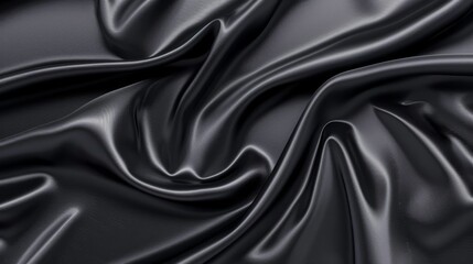 Fototapeta premium A close-up of smooth, black fabric showcases a distinct, intricate pattern in its center Ideal for clovers ornaments