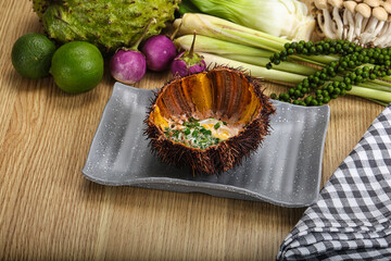 Grilled Sea Urchin with egg