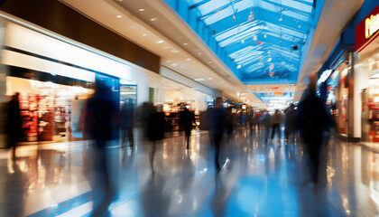 Blurred photo of people in a shopping center