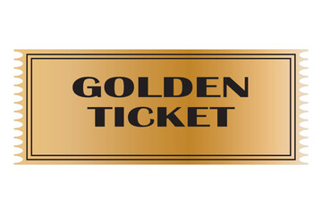 Vector golden ticket template. Cinema, concert, game, party, event, festival gold ticket. ticket for casino  illustration design eps 10