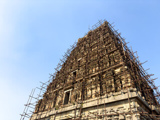 Tower of Gingee Venkataramana Temple in the Gingee Fort complex, Villupuram district, Tamil Nadu,...
