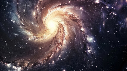 A spiral galaxy with a bright yellow center
